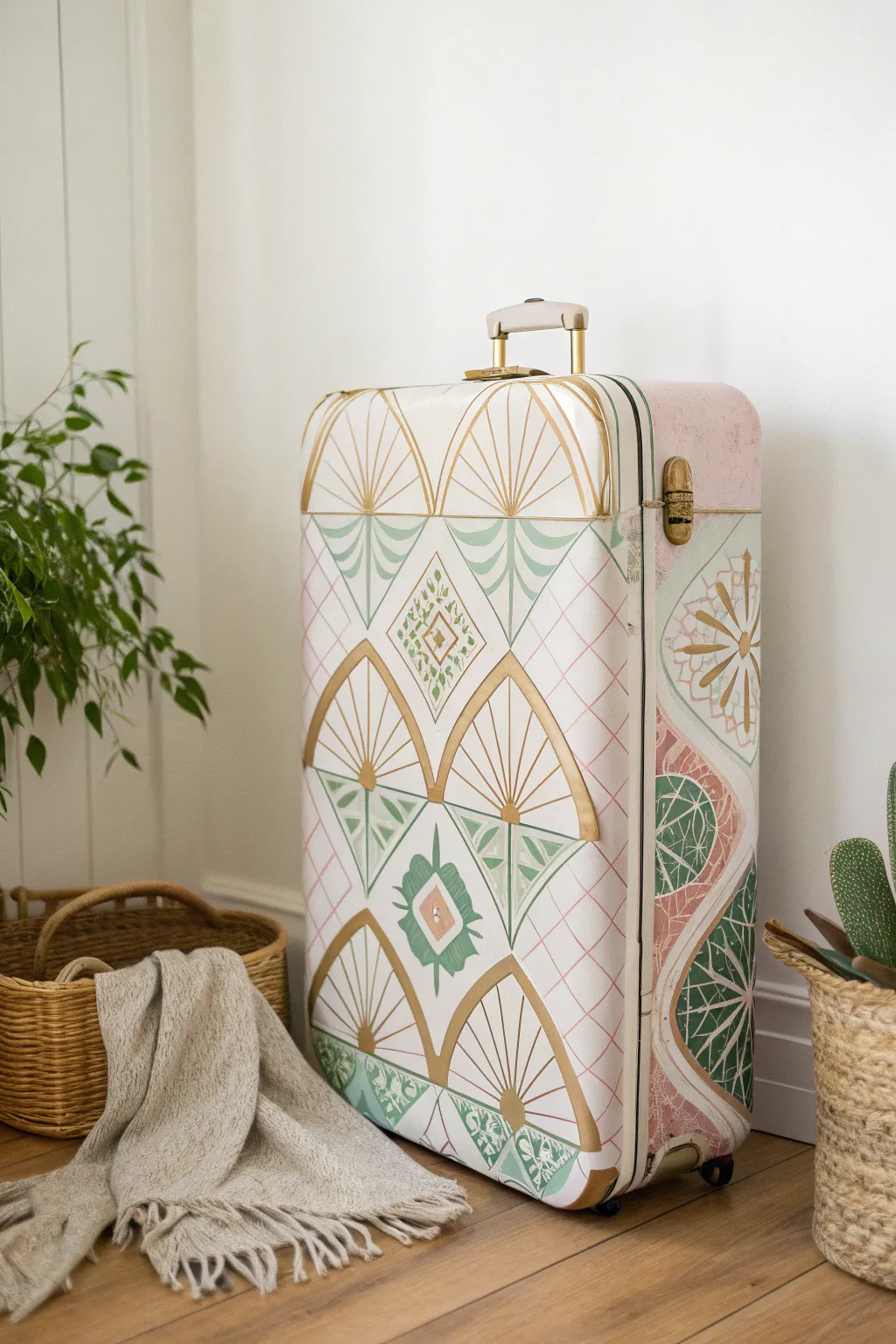 Transform your old suitcase into a stunning work of art with a touch of Scandinavian Boho charm.