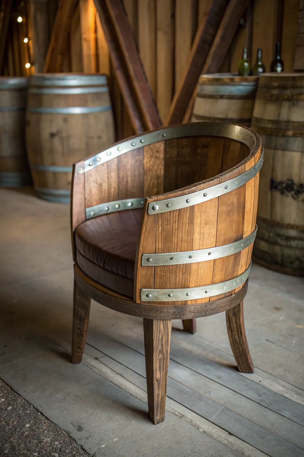 Transform your space with the refined elegance of upcycled wine barrel rings.