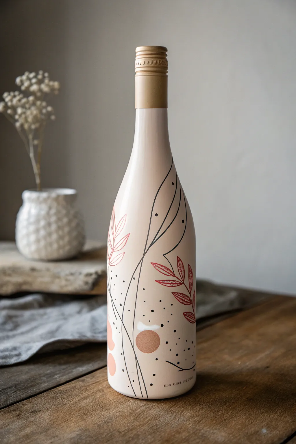Discover the beauty in simplicity with this minimalist painted wine bottle masterpiece.