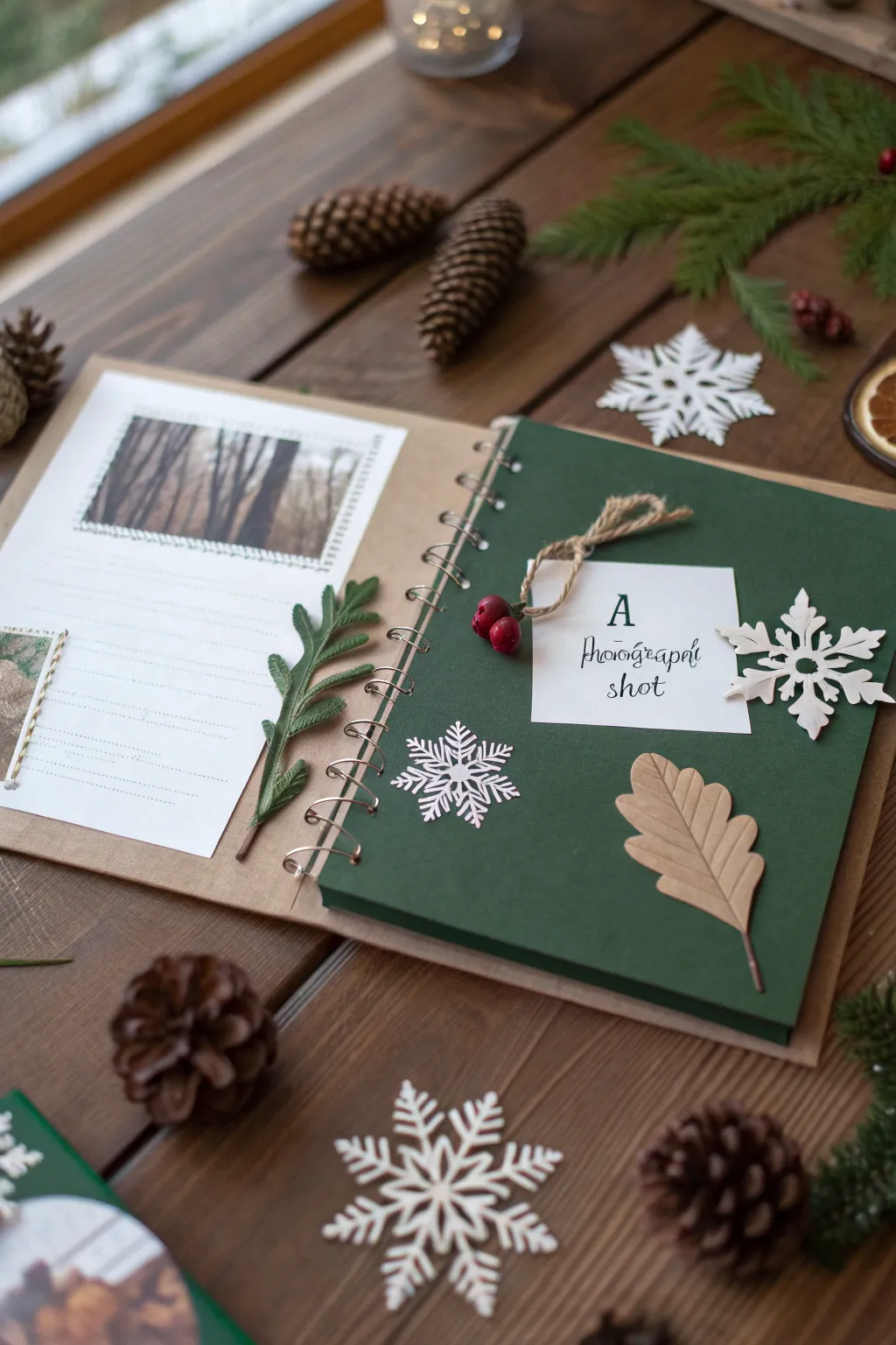 Embrace the serene beauty of winter with a nature-inspired scrapbook palette. #WinterCrafts #MinimalistDesign