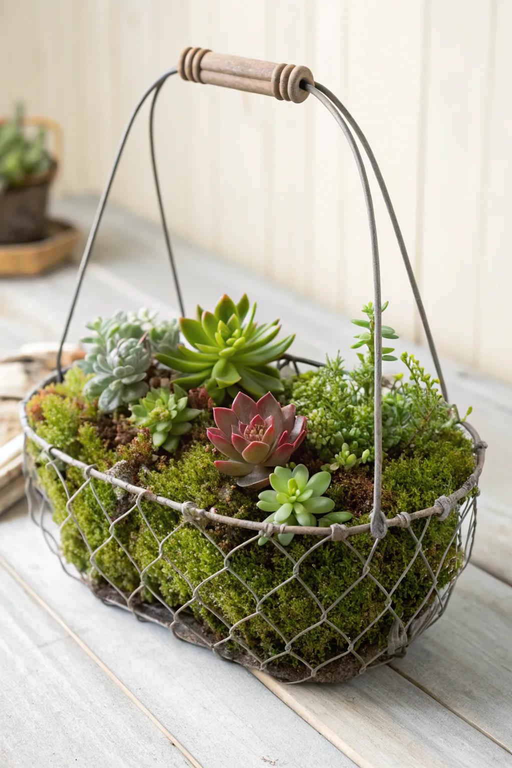 Elevate your indoor greenery with this chic wire basket planter, a perfect blend of simplicity and natural beauty.