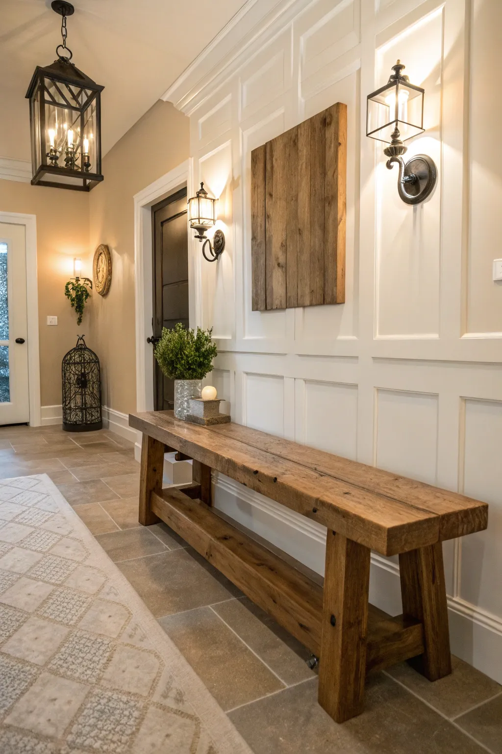 Transform your space with the rustic charm of a DIY wood beam bench.