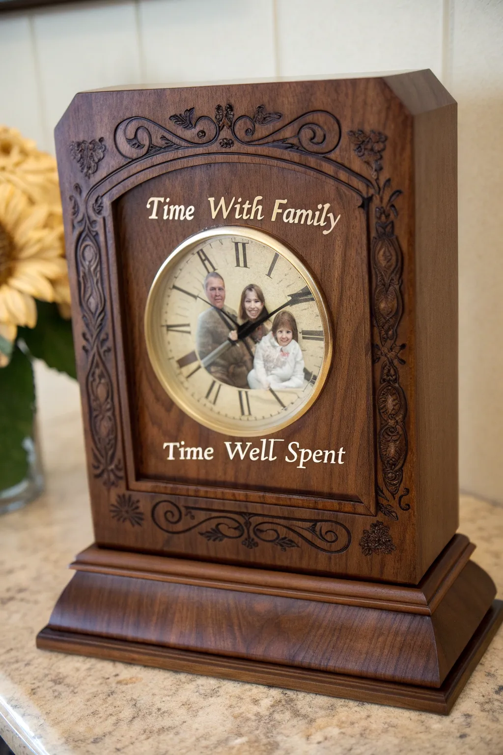 Capture the essence of time well spent with this personalized wooden clock, a perfect gift for dad.