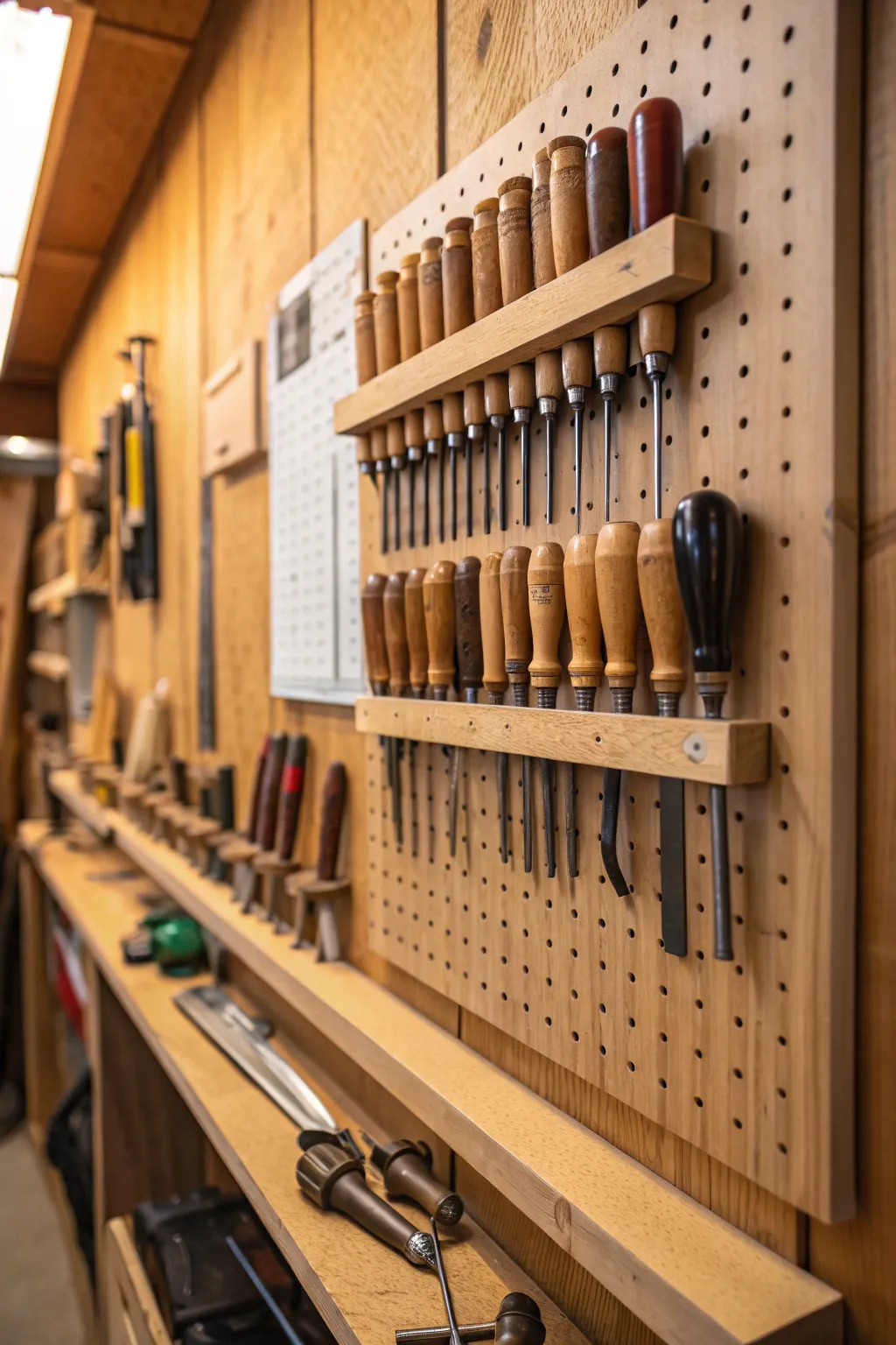 Elevate your workshop with a sleek, customizable pegboard tool storage solution.