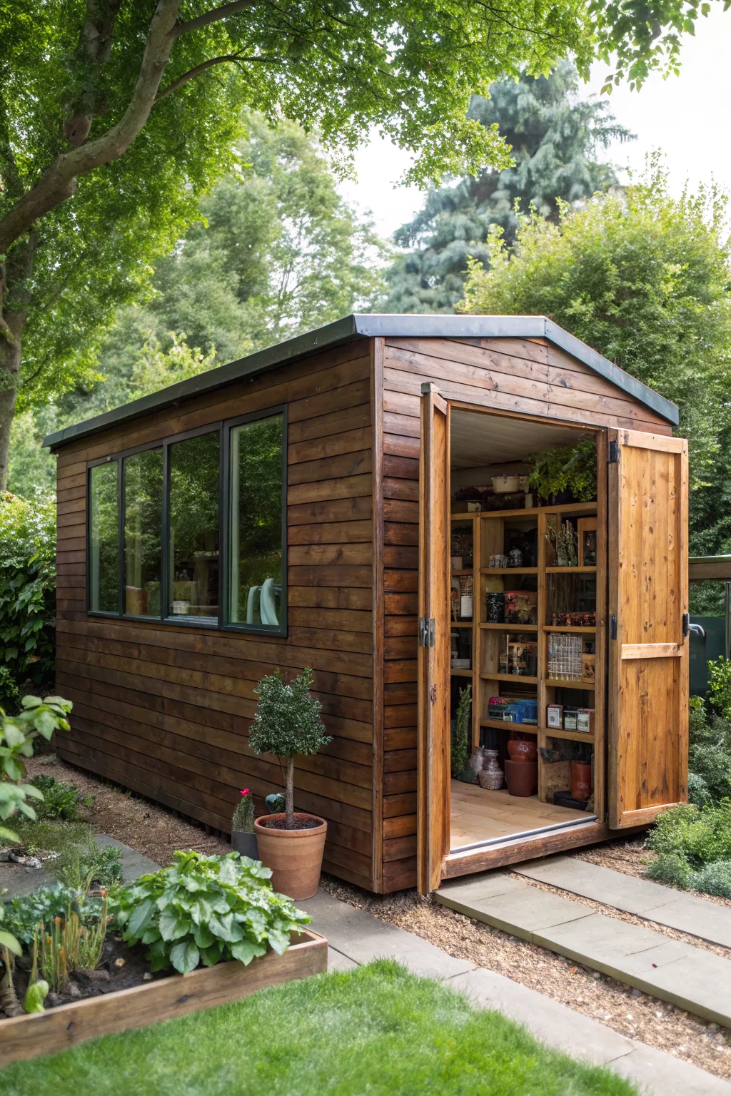 Discover the perfect blend of style and functionality with this multi-purpose wooden shed.