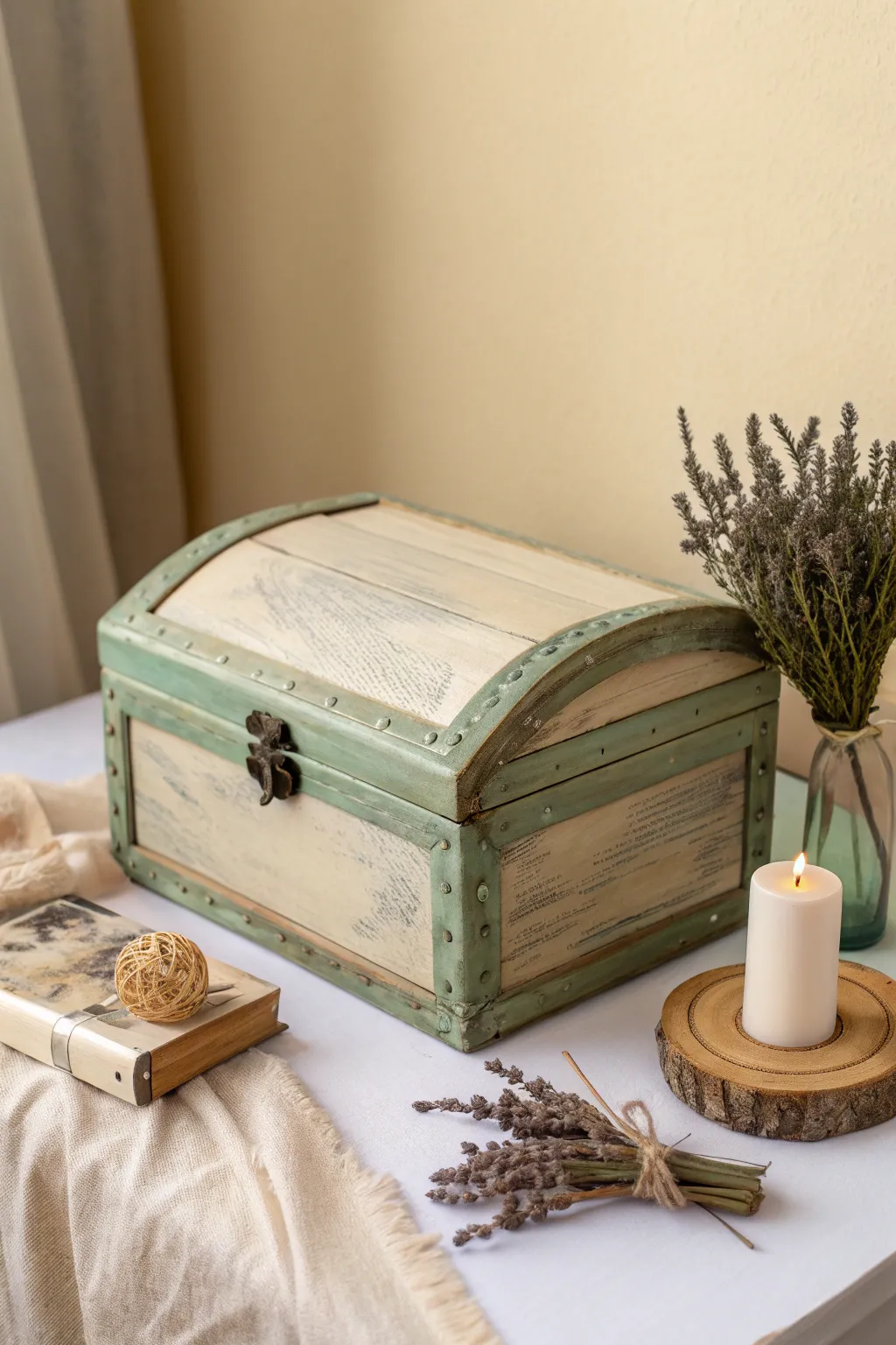 Embrace vintage charm with this elegantly painted wooden jewelry box, a perfect blend of simplicity and timeless beauty.