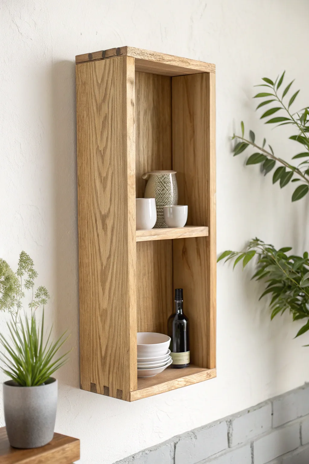 Elevate your space with a charming wooden wine box shelf – a perfect blend of minimalist design and boho flair.