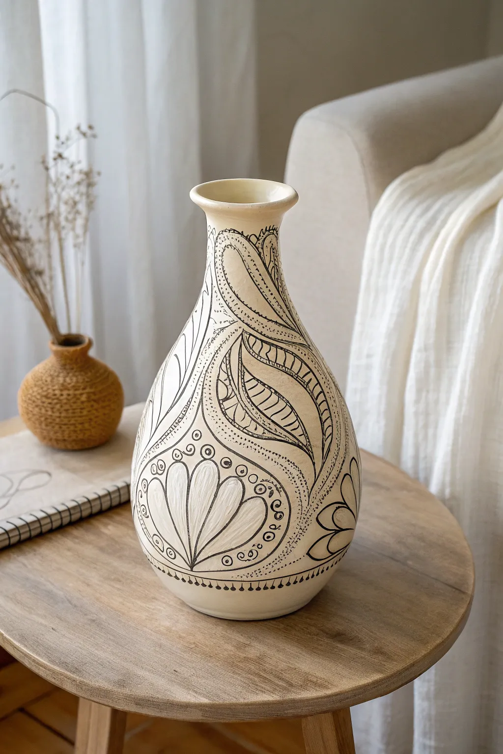 Elevate your space with unique, hand-drawn Zentangle art on minimalist decor.