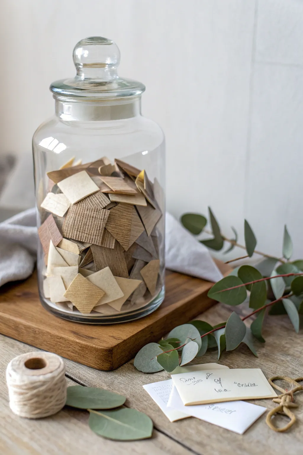 Embrace the beauty of simplicity with a '100 Reasons Why I Love You' jar, crafted with textured papers for a heartfelt touch.