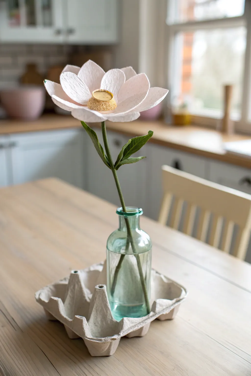 Transform egg cartons into charming blossoms for a touch of natural beauty in your home.