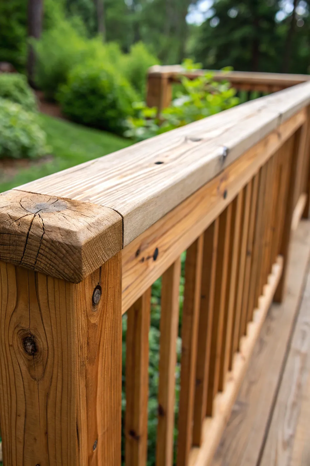 Celebrate the raw elegance of natural wood with this stunning 2x4 deck railing.