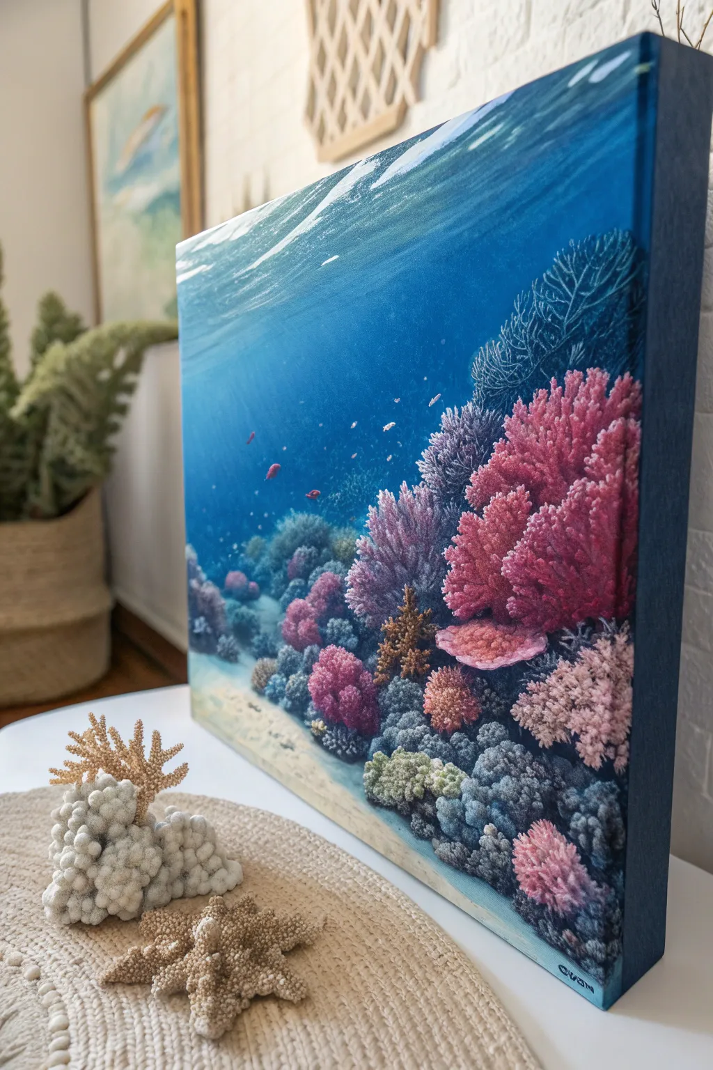 Dive into tranquility with this 3D coral masterpiece, where ocean dreams meet minimalist elegance.