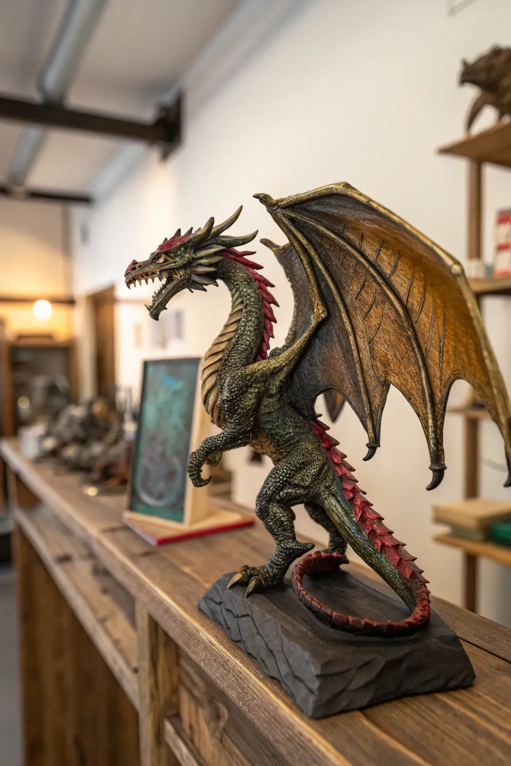 Unleash the magic of craftsmanship with this stunning 3D printed dragon figurine.
