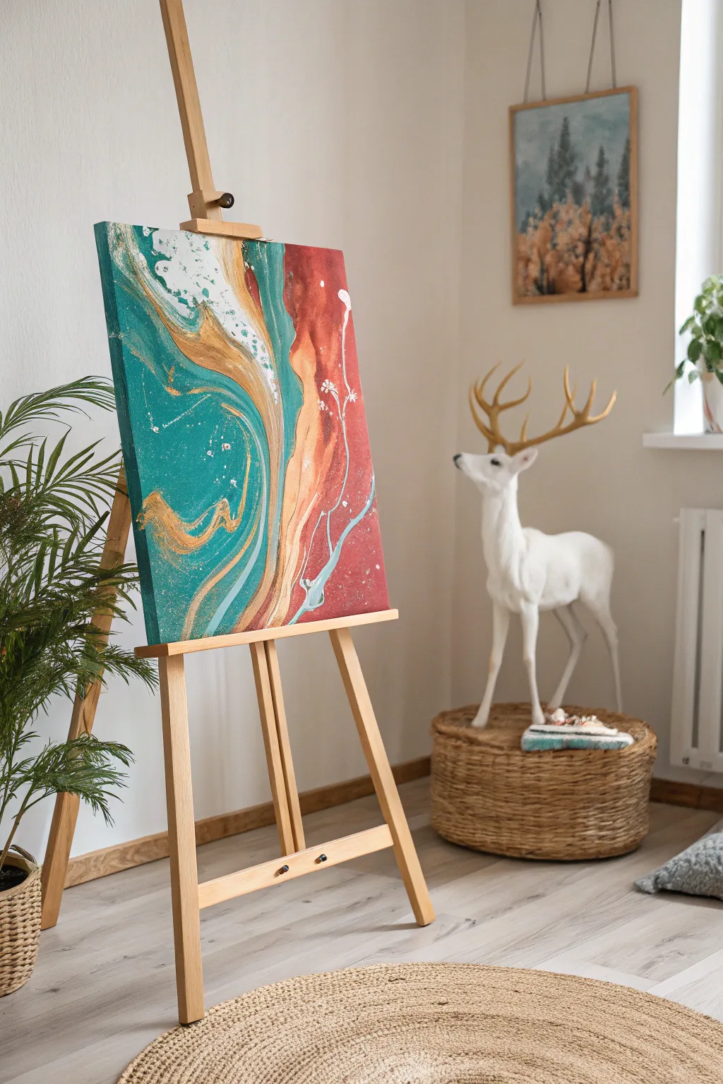 Discover the magic of acrylic pour painting with a surprising animal silhouette reveal!