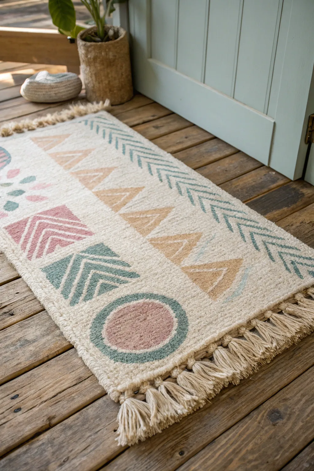 Welcome home with a touch of handmade elegance. This painted doormat adds personality and style to your doorstep.