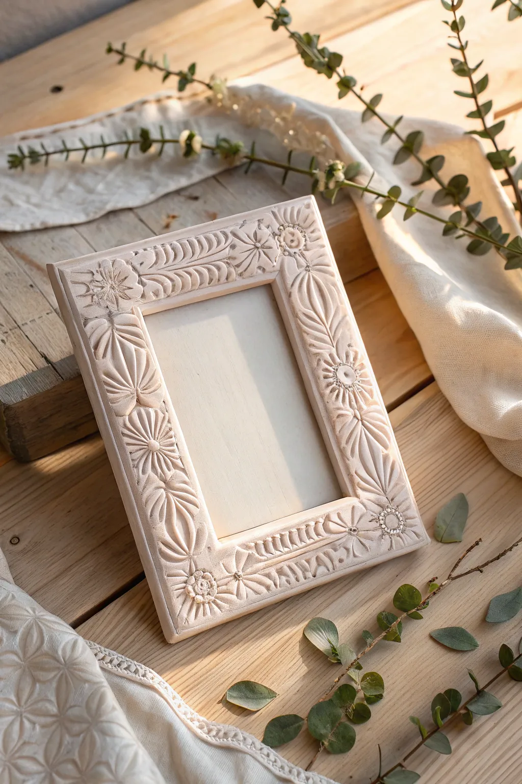 Celebrate Mother's Day with a handcrafted clay picture frame that combines minimalist elegance with a boho touch.