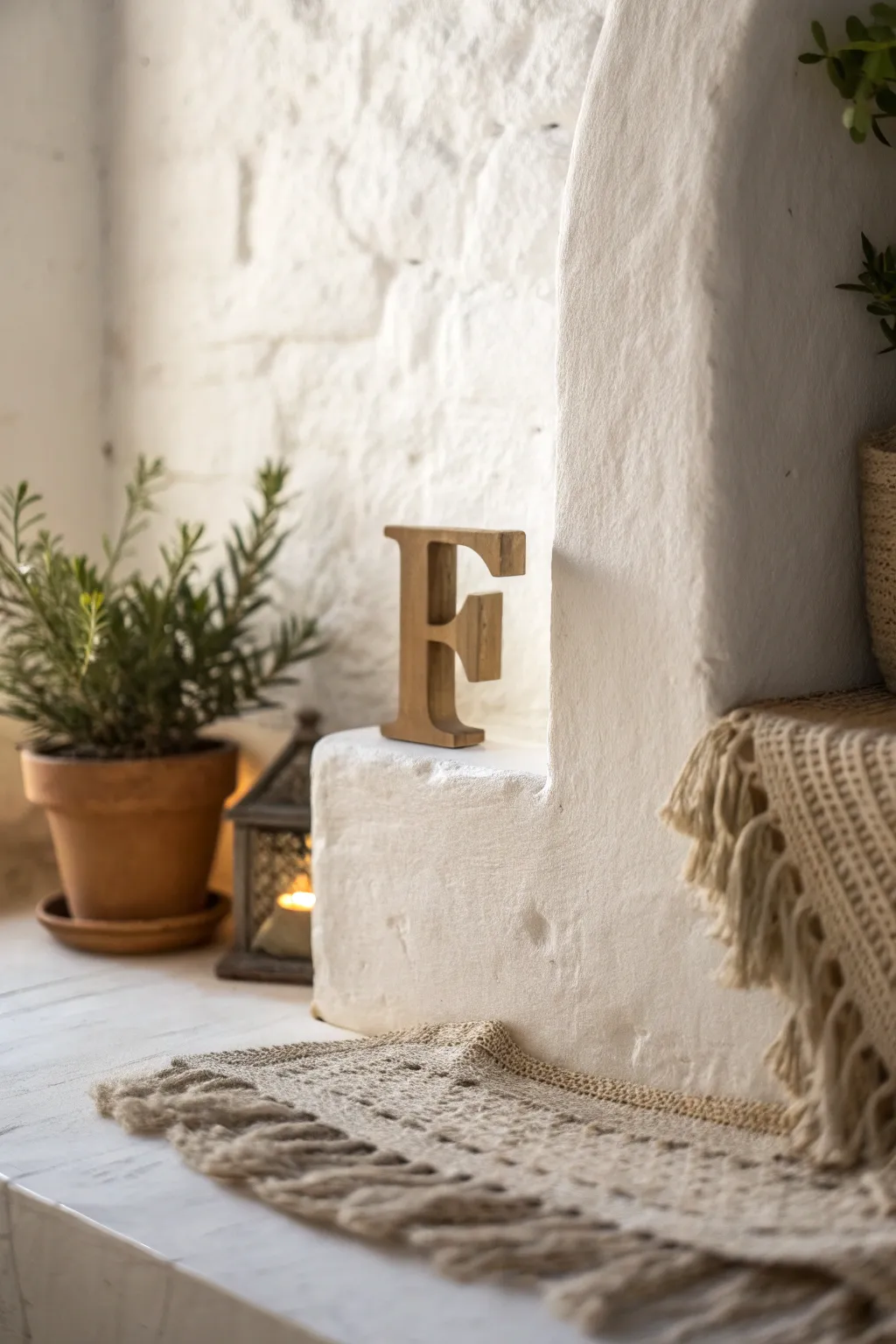 Elevate your space with the artful depth of 3D letter design. This 'F' is a masterpiece of minimalism and natural beauty.