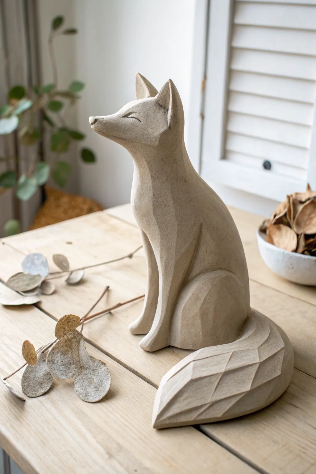 Discover the art of simplicity with this elegant clay fox sculpture, where Scandinavian minimalism meets boho charm.