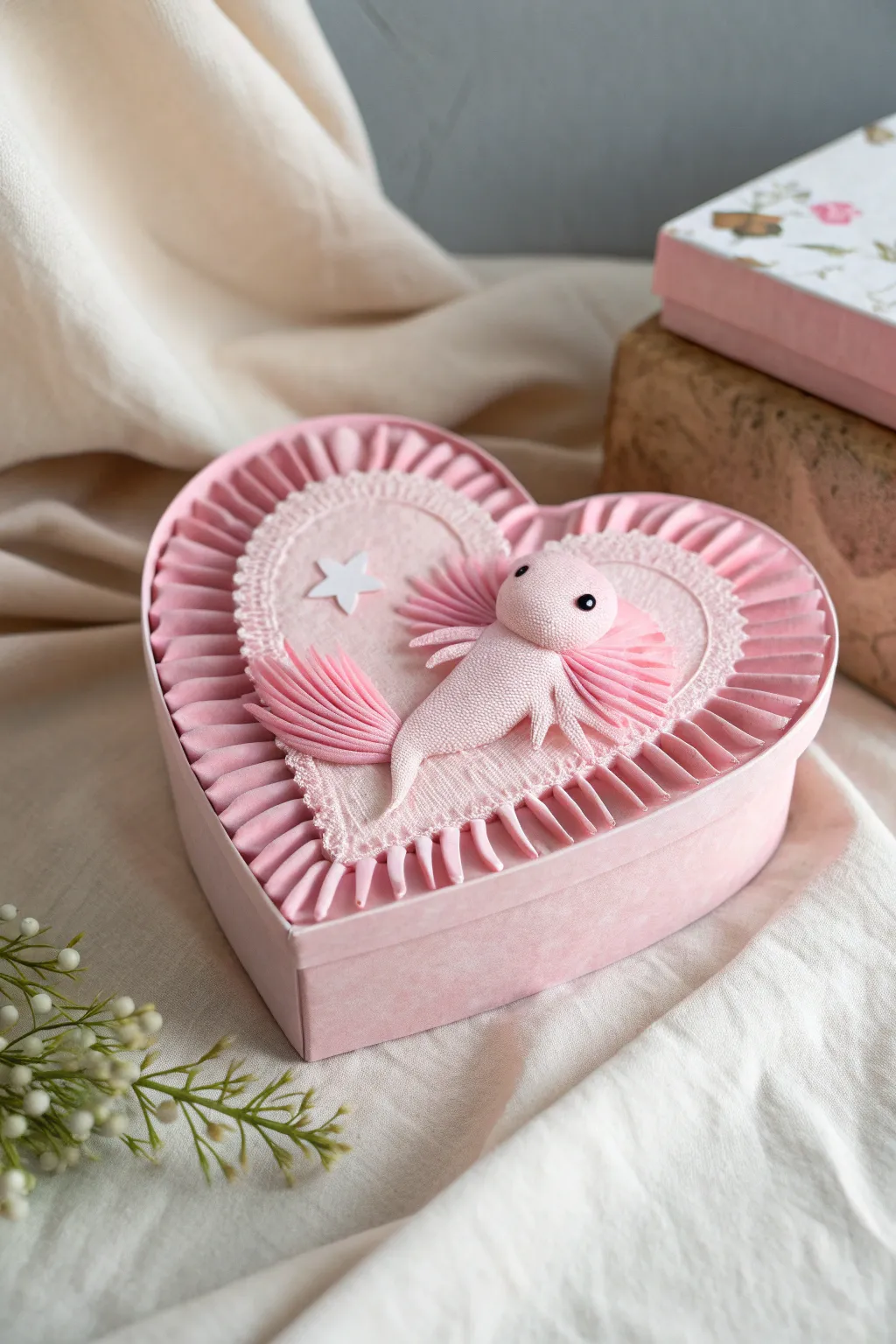 Enchant your Valentine's Day with this charming axolotl box, a perfect blend of whimsy and elegance!