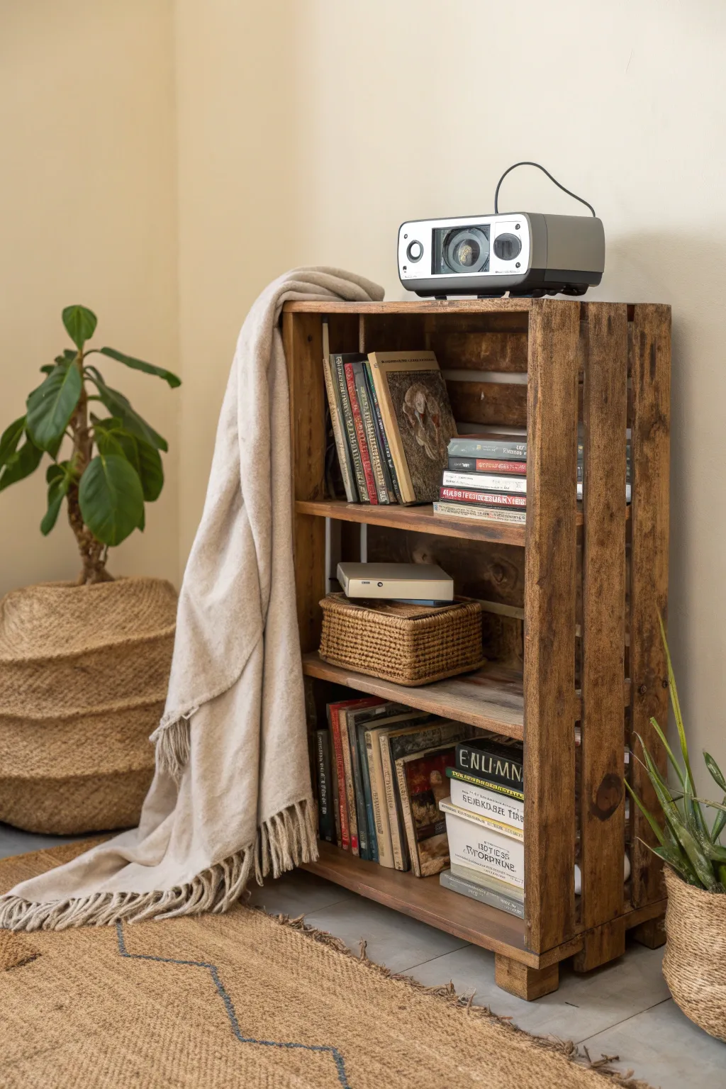 Transform your space into a cozy retreat with a DIY entertainment station that combines minimalist elegance with boho charm.