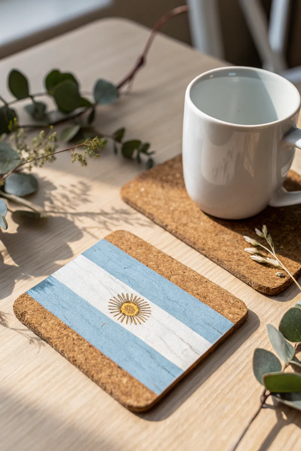 Add a touch of Argentina to your coffee routine with these chic, flag-inspired coasters.