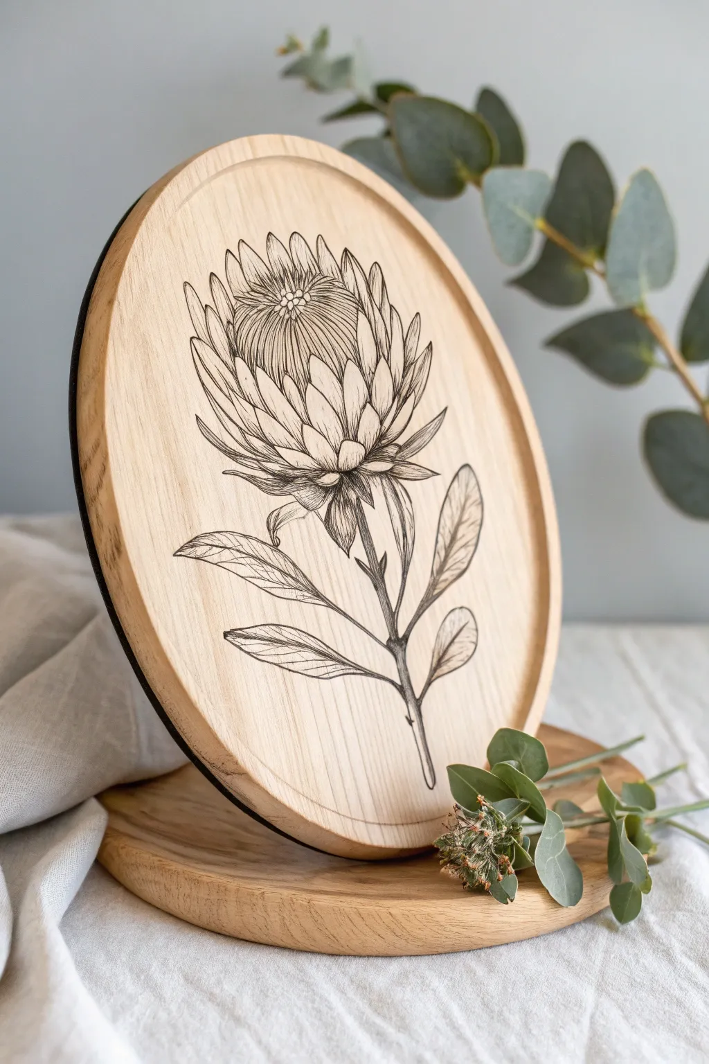 Embrace the art of simplicity with a stunning print transfer on wood.