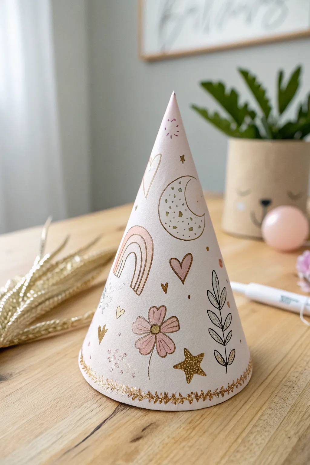 Unleash your creativity with personalized party hats that blend Scandinavian minimalism with a Boho flair.