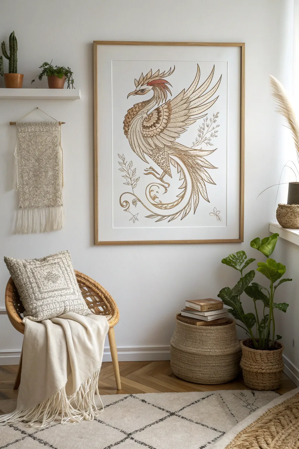 Bring mystical allure to your space with a beautifully crafted Feathered Serpent design, perfect for minimalist decor lovers.