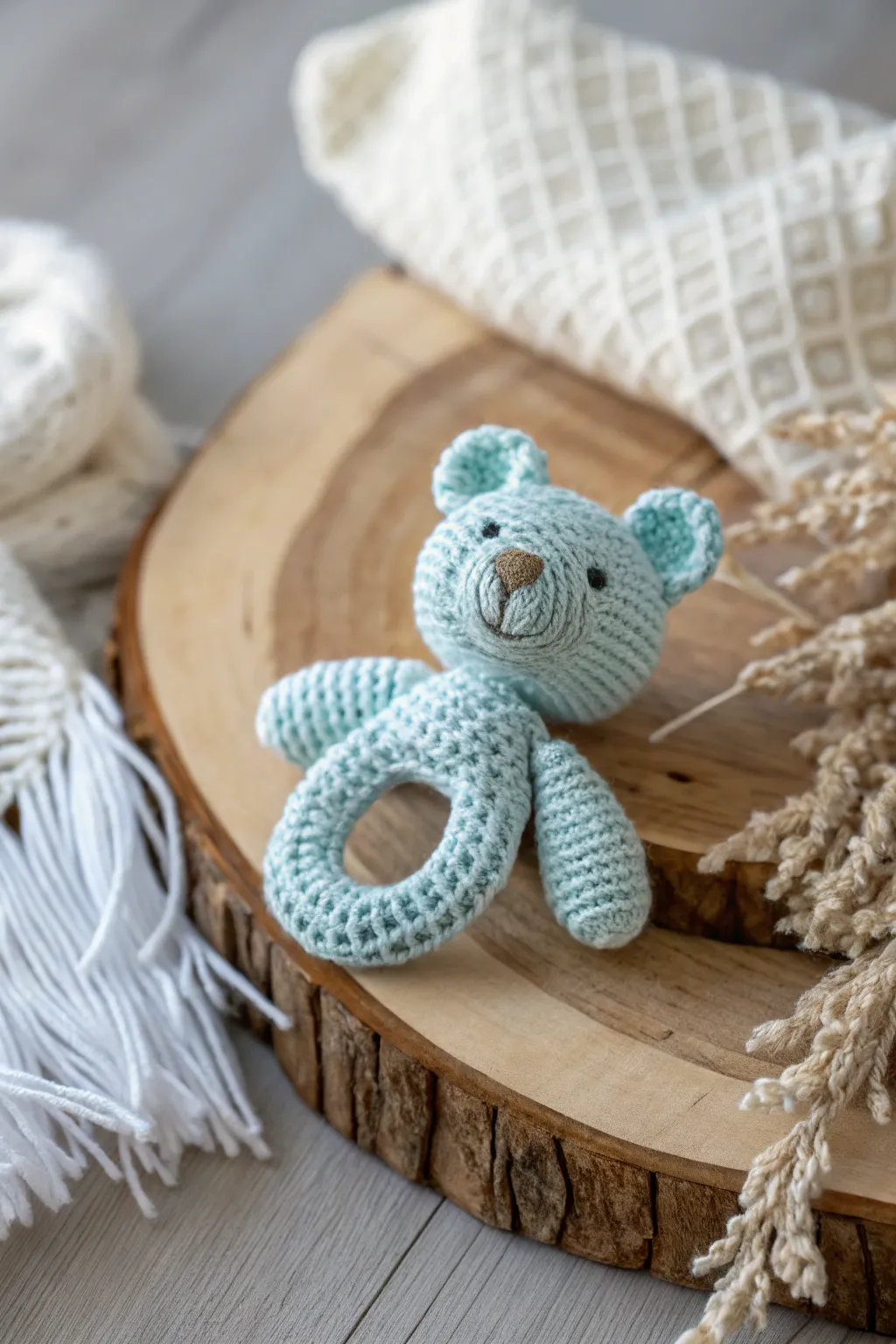 Delight in the charm of handmade crochet toys, perfect for a personalized baby shower gift.