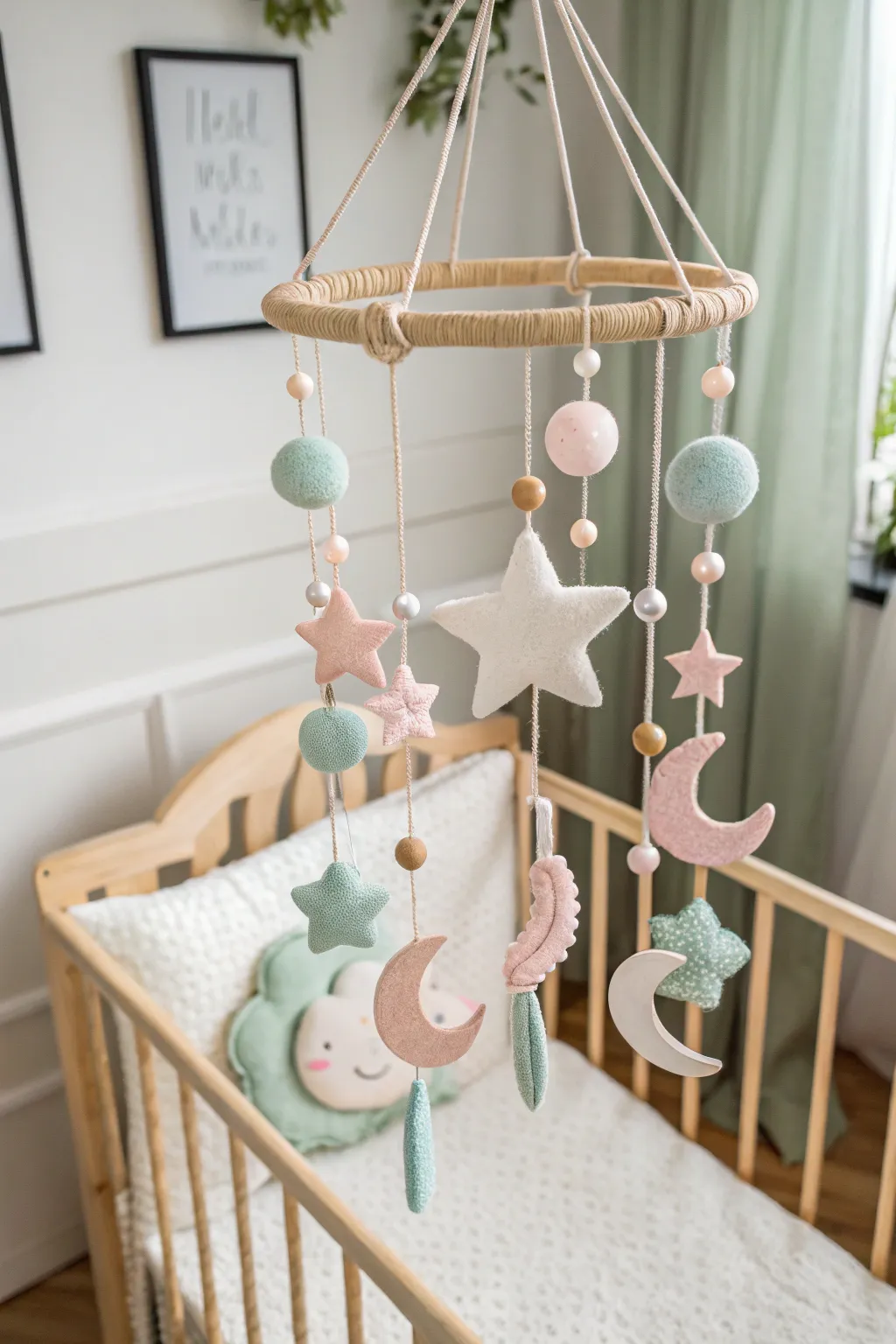 Whimsical Charm: Elevate your nursery with a handcrafted baby mobile that enchants both parents and little ones.