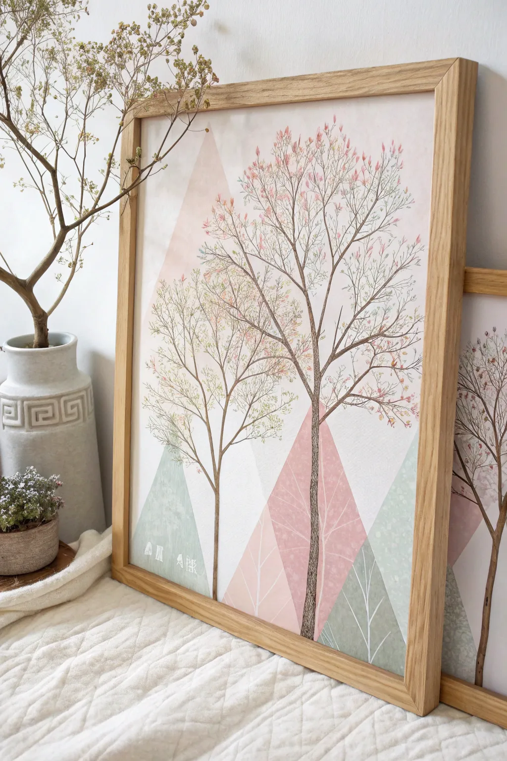 Bring a touch of abstract nature to your baby shower with this stunning minimalist painting.