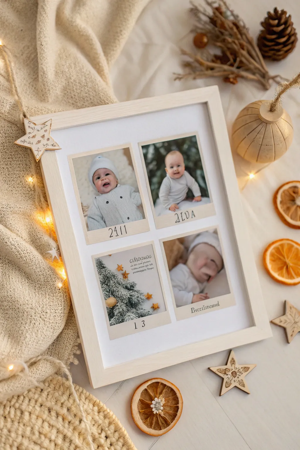 Capture every precious moment: Create a charming collage for baby's first Christmas!