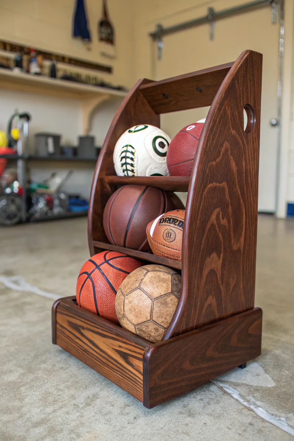 Craftsmanship meets convenience with this elegant wooden ball caddy—perfect for spontaneous games and organized spaces.