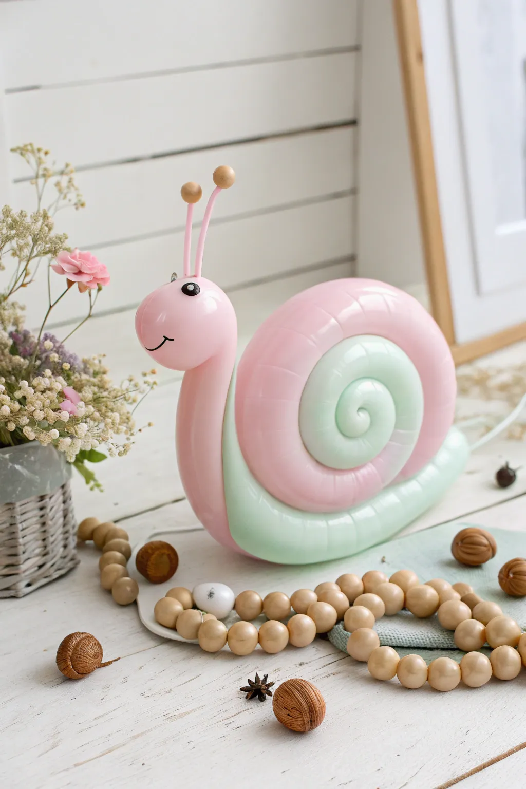 Meet your new whimsical friend—a charming balloon snail with a delightful spiral shell!
