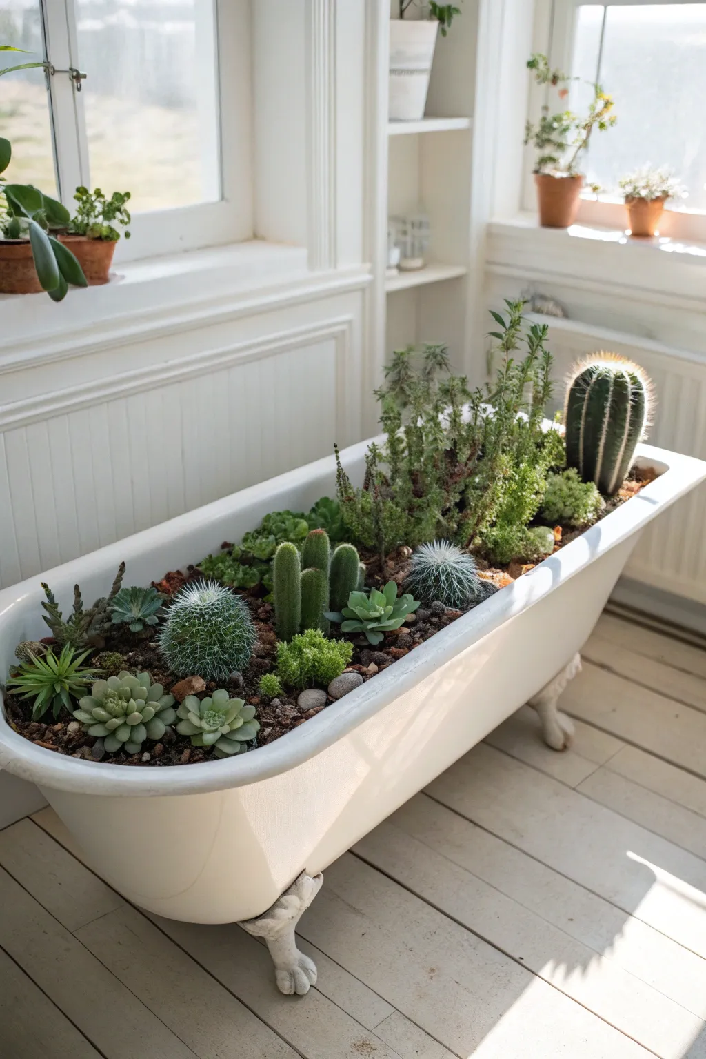 Transform your space into a desert escape with a succulent-filled bathtub planter. Simple, stunning, and oh-so-satisfying!