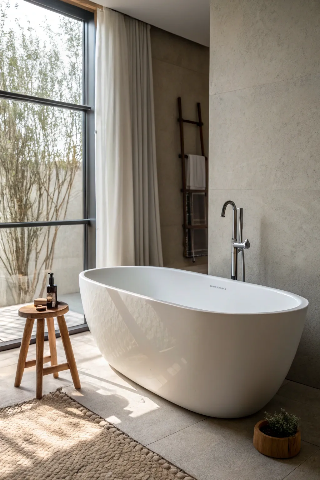 Embrace serenity with a minimalistic bathtub design that transforms your space into a peaceful retreat.