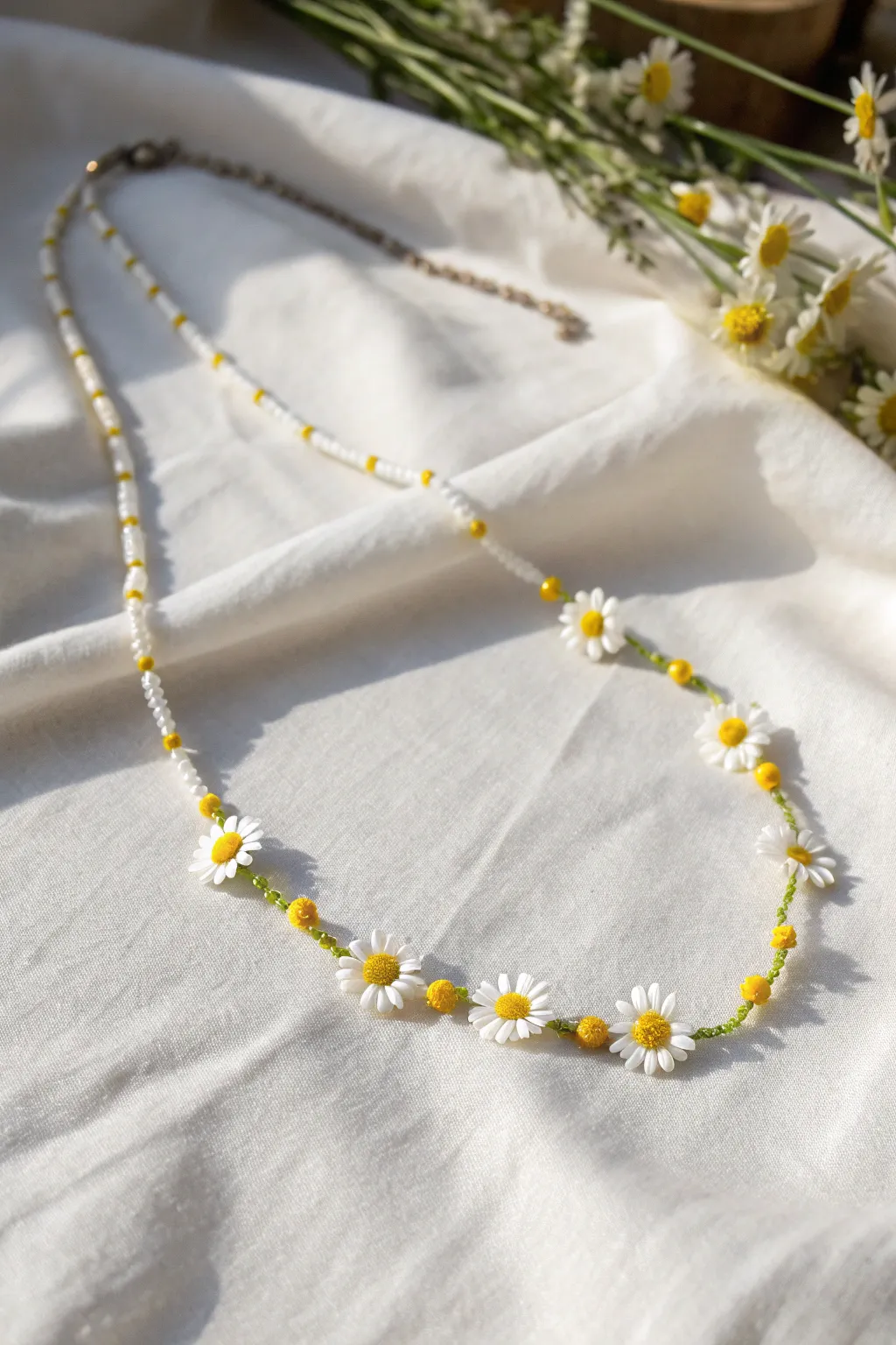 Embrace nature with the simple elegance of a daisy chain necklace.