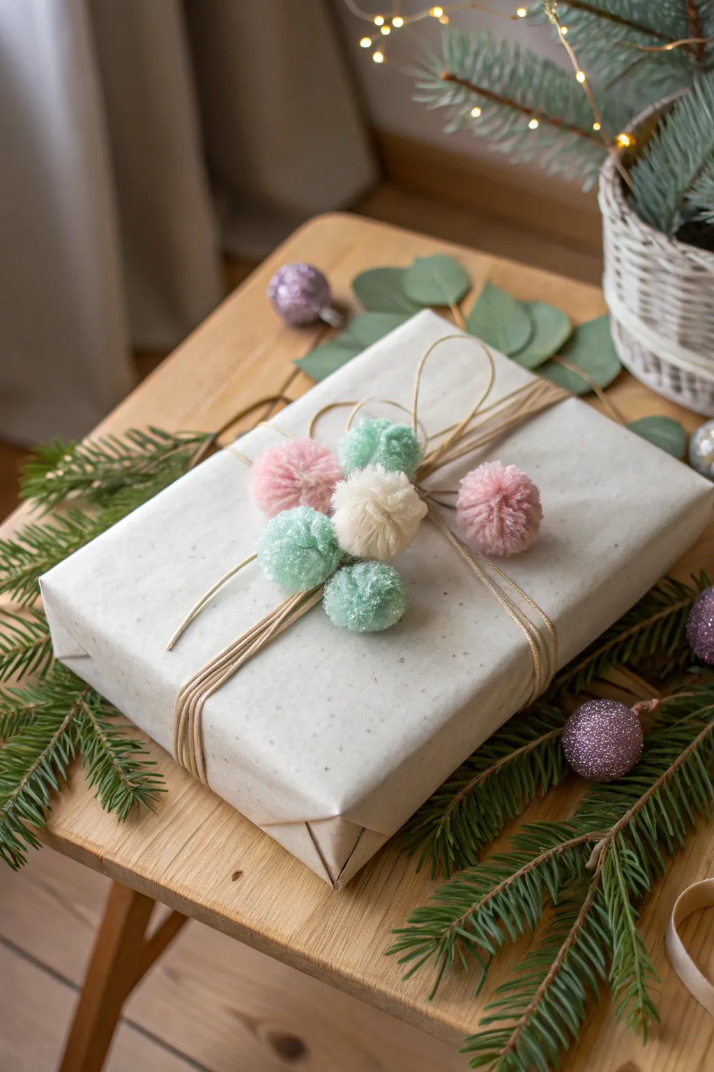 Add a playful touch to your holiday gifts with charming pom-poms for a festive flair!
