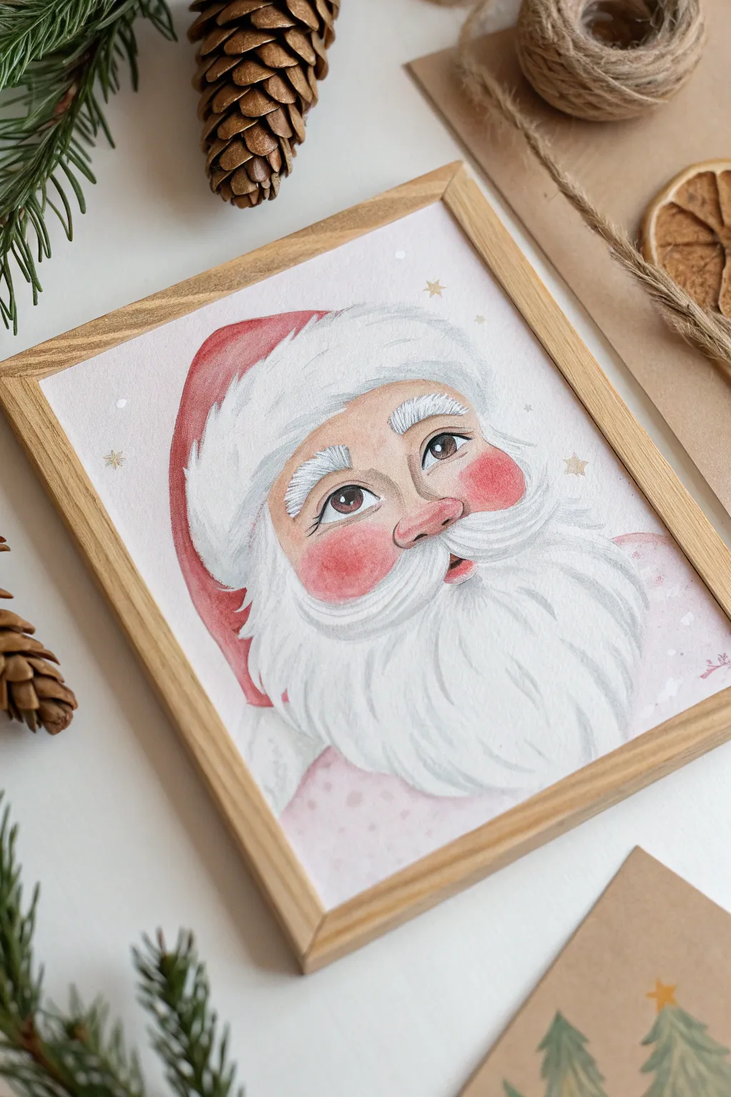 Capture the warmth of the season with a minimalist Santa portrait that delights in simplicity and natural beauty.
