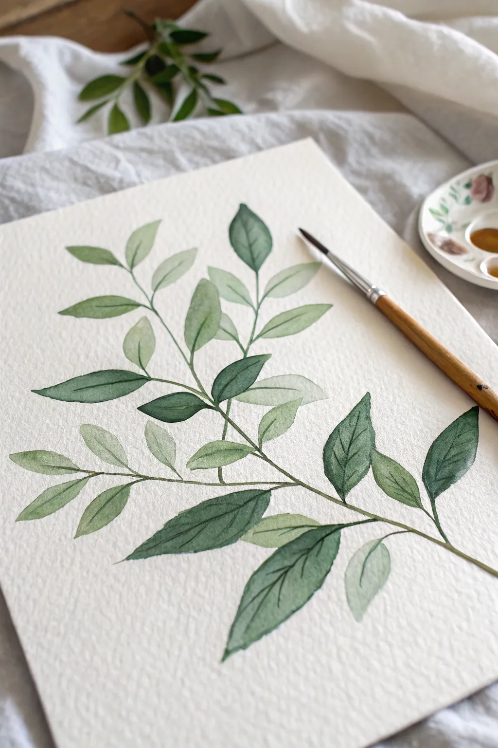 Embrace the simplicity of nature with effortless watercolor leaves, perfect for a touch of serenity in your art journey.
