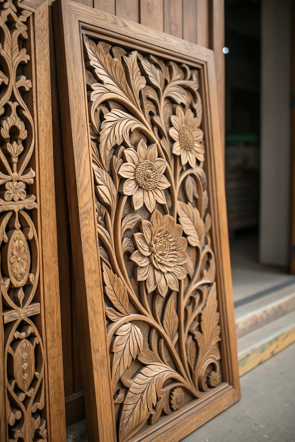 Elevate your space with the timeless elegance of floral wood carving.