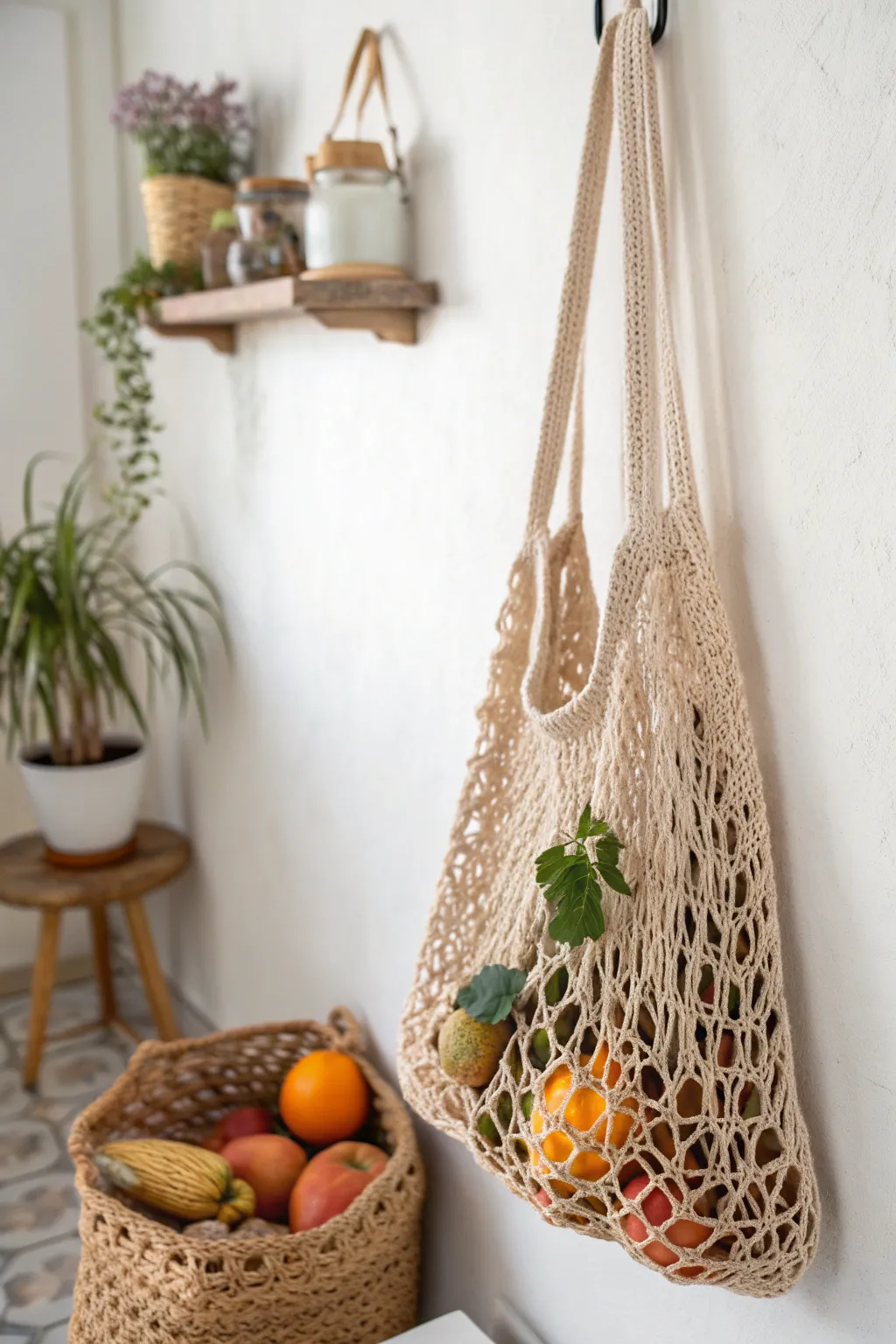 Embrace sustainable style with this chic crochet market bag, perfect for your next farmer's market adventure!