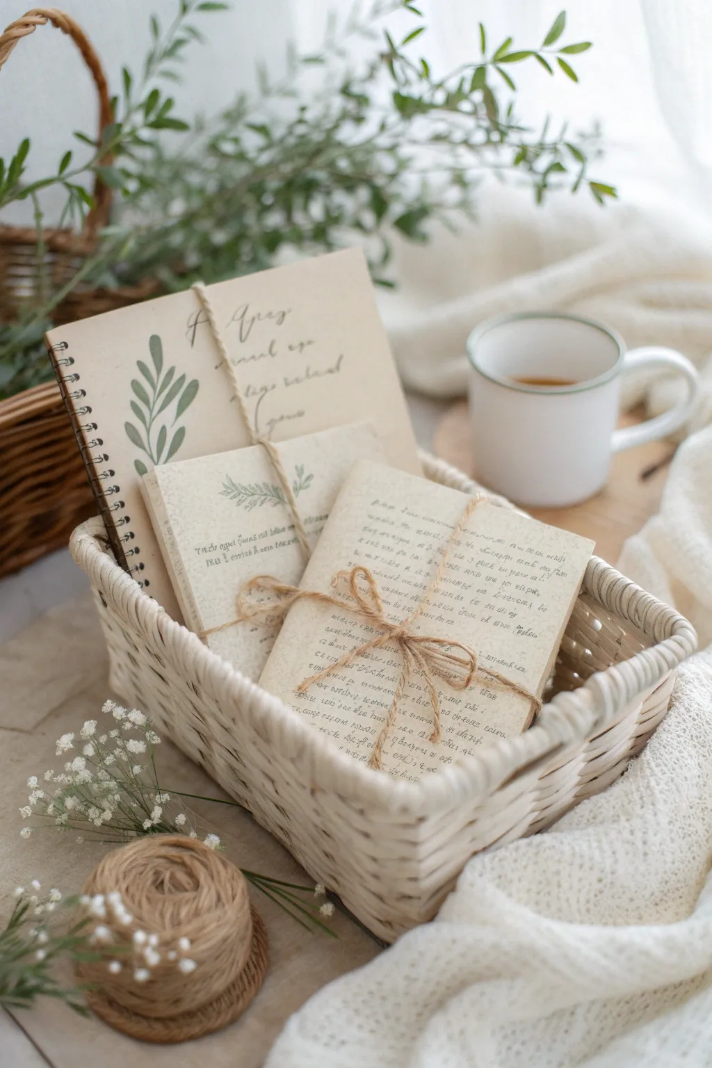 Add a personal touch with handwritten notes in a thoughtfully crafted birthday basket.