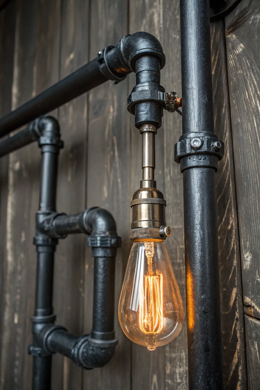 Illuminate your space with the rustic charm of handcrafted pipe lighting.
