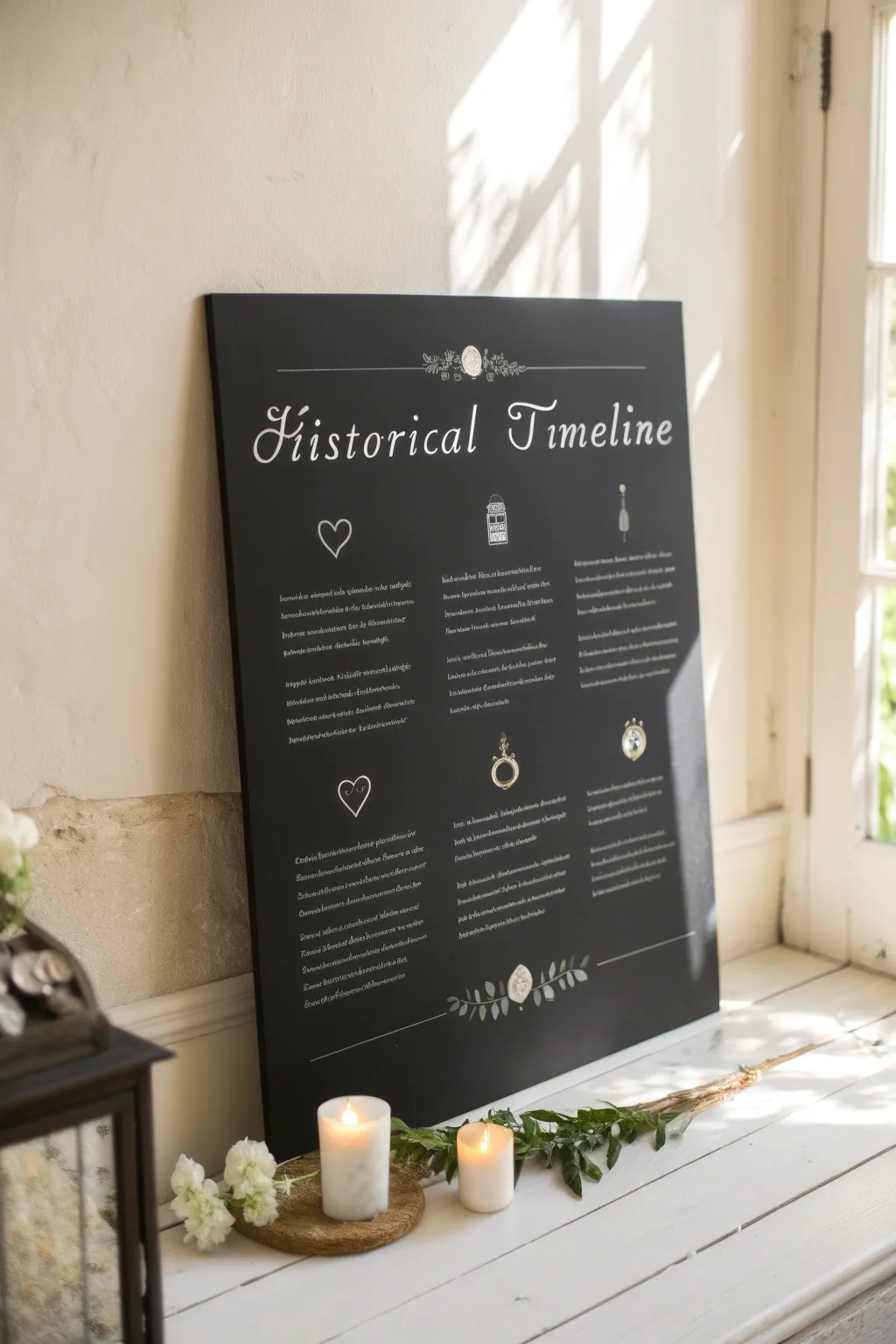 Craft a captivating historical timeline with minimalist elegance and boho flair, perfect for inspiring decor or educational charm.