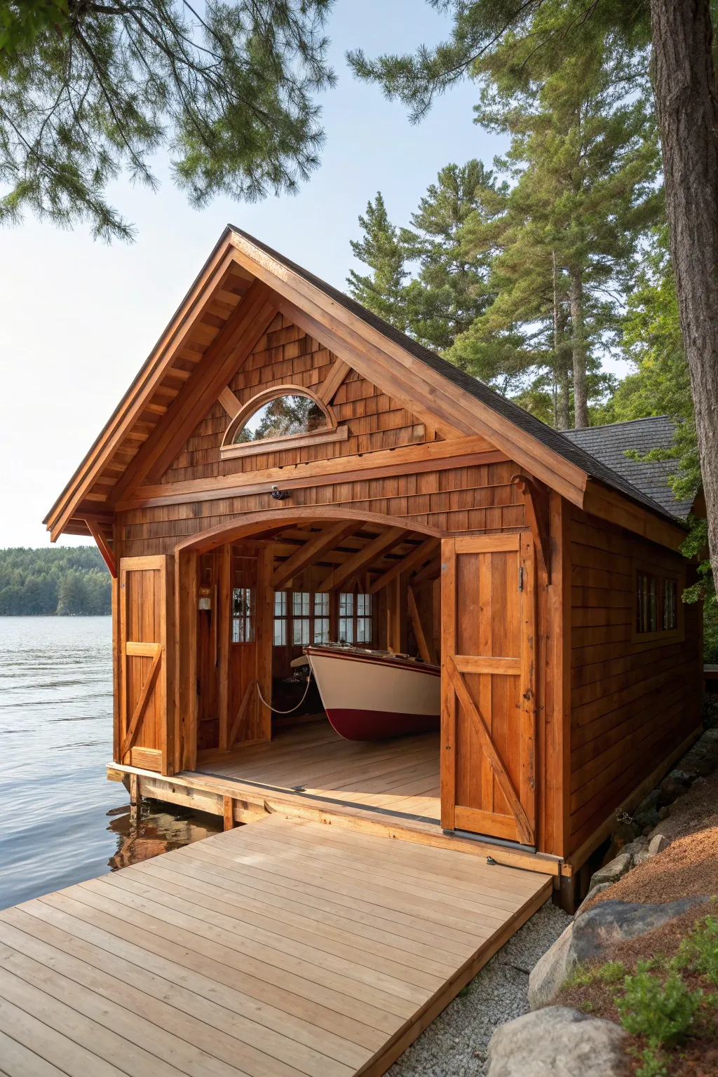 Elevate your boat storage with a skillfully crafted shed that merges functionality with aesthetic appeal.