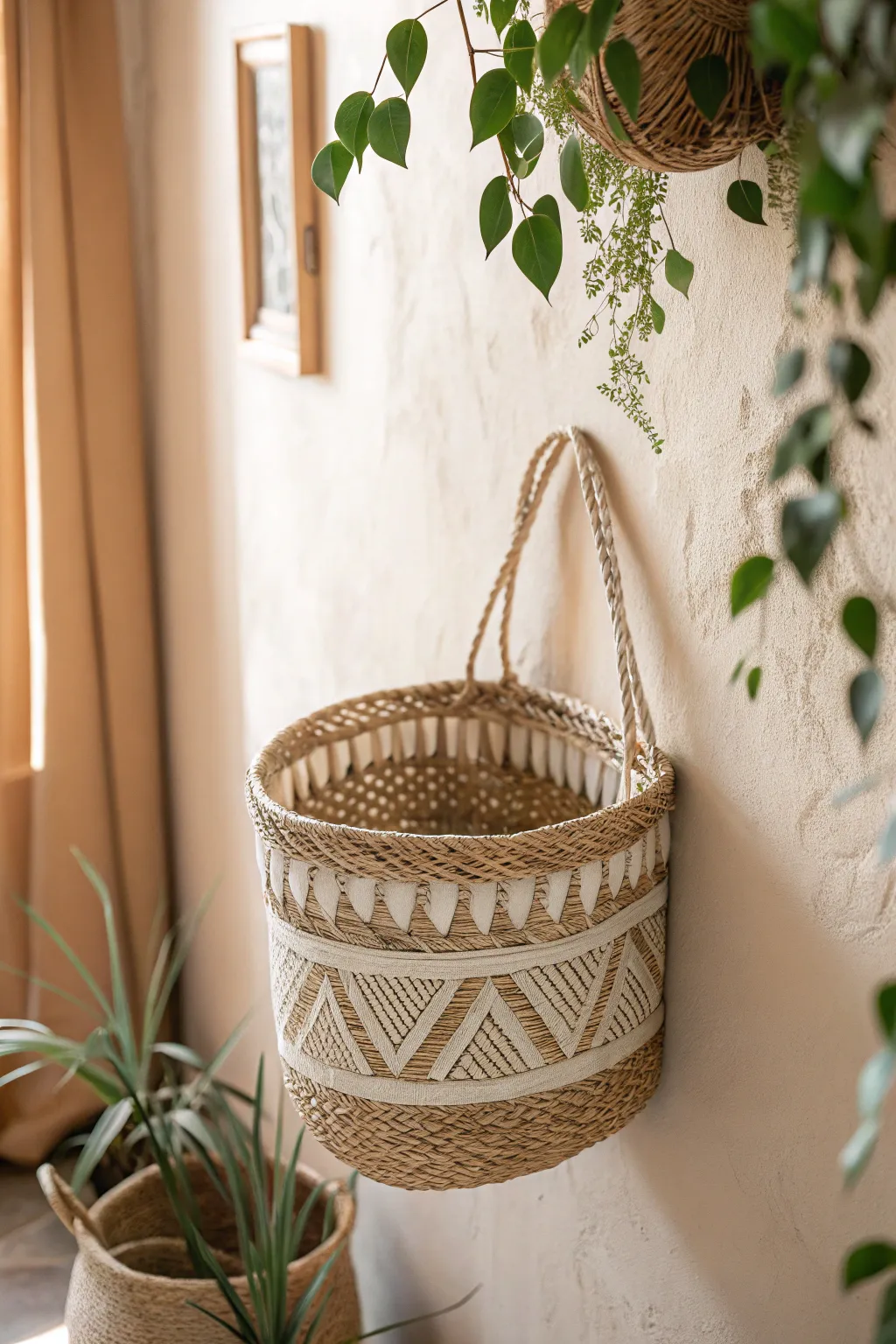 Embrace natural beauty with this stunning woven wall basket, perfect for a chic boho gallery wall.