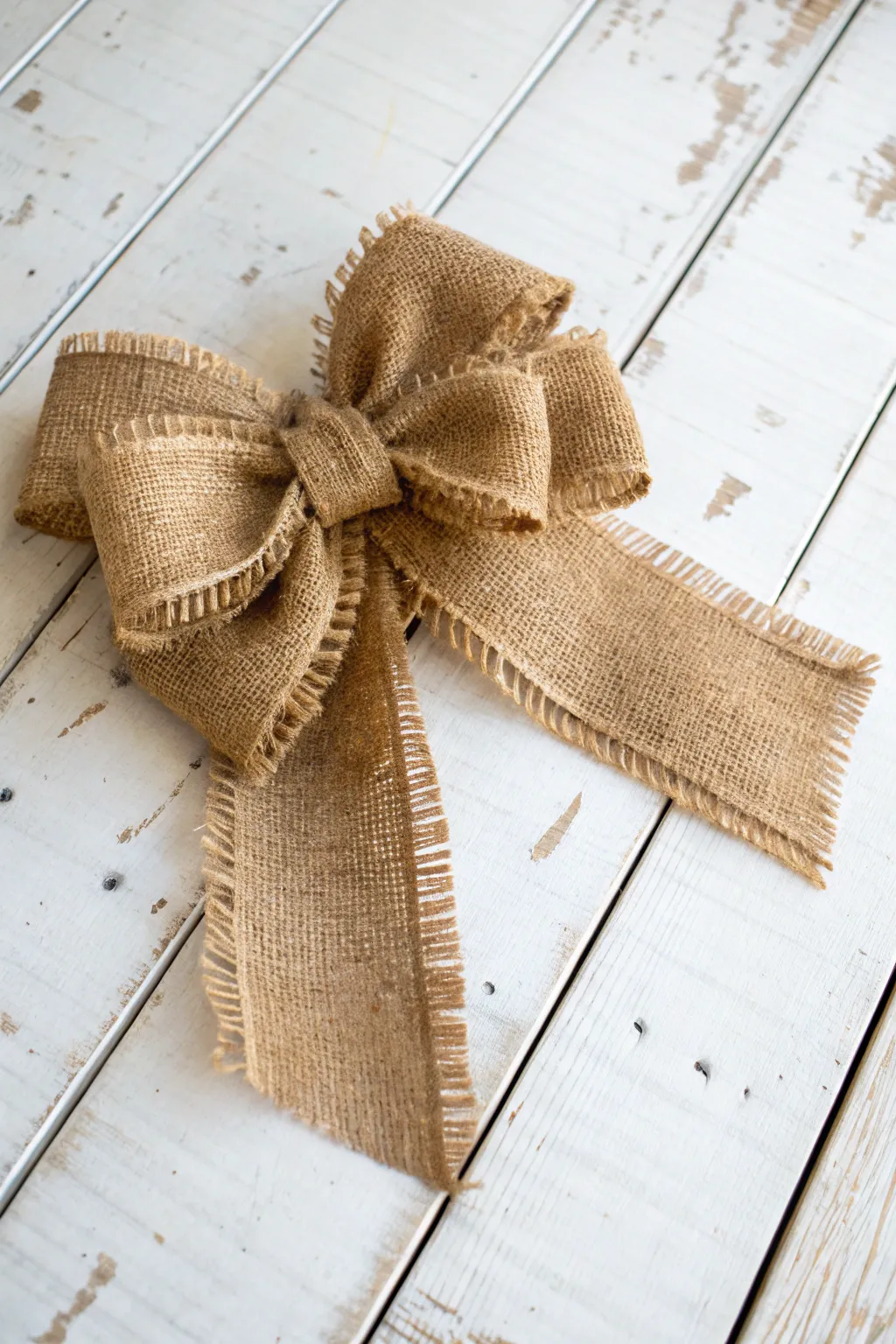 Elevate your autumn decor with a rustic burlap bow, where simplicity meets natural elegance.