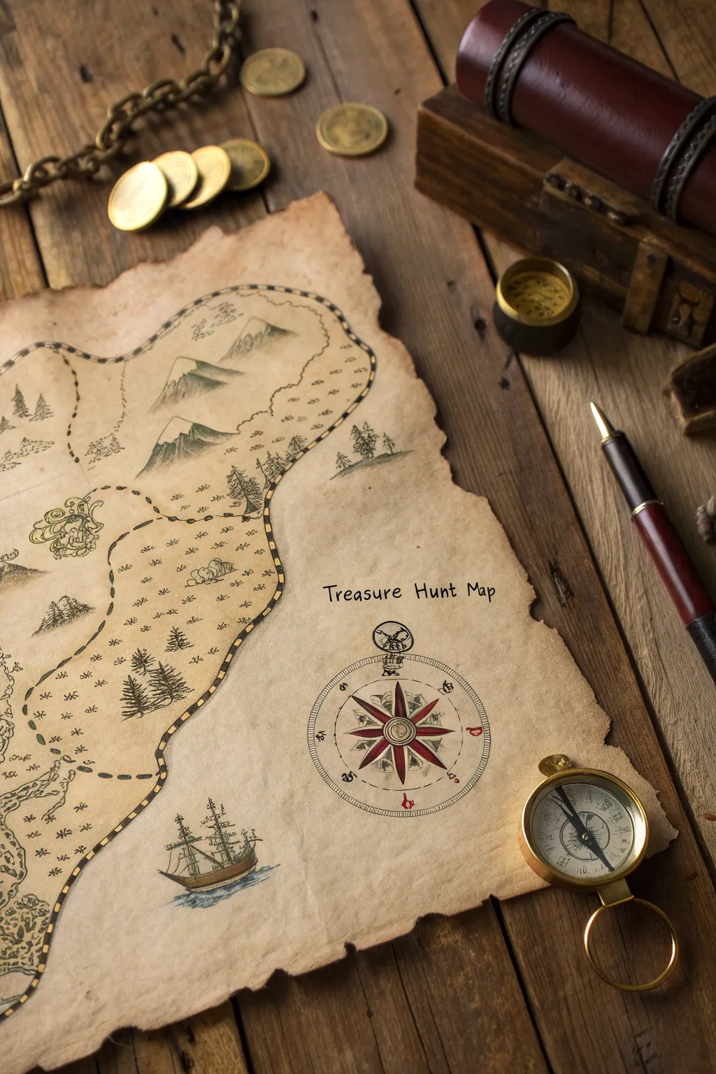 Unleash your inner explorer with a handcrafted treasure map – the perfect keepsake from a boys' adventure party.