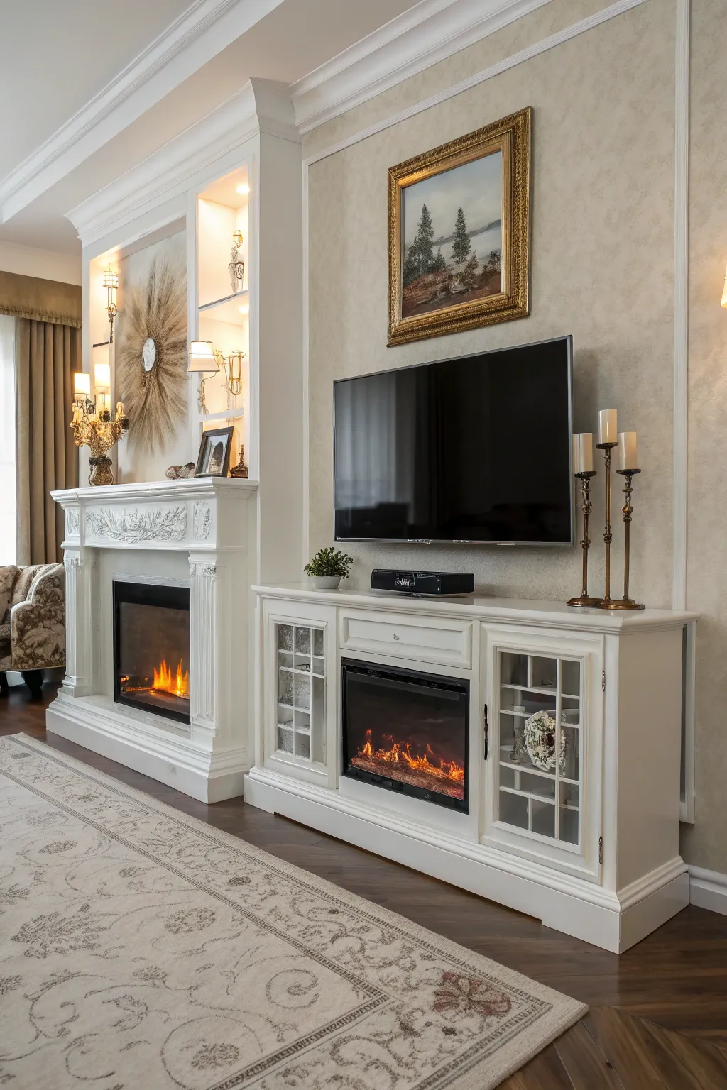 Timeless and elegant, this classic white entertainment center complements any style.
